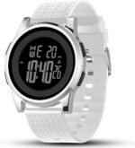 Mens Watch Ultra Thin Digital Sports Watch Silver White